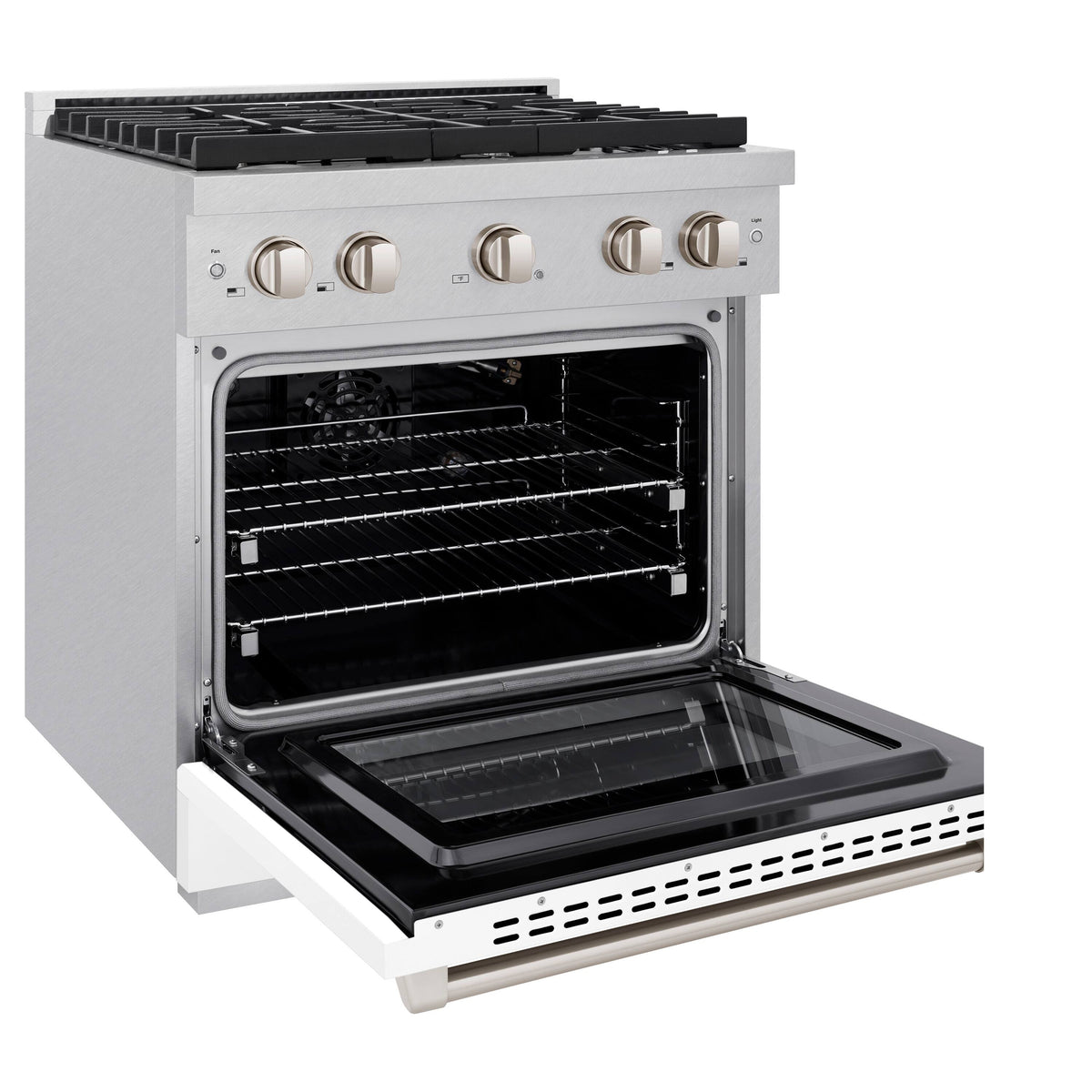 30 in. Wide 4 Burner ZLINE Paramount Satin Steel Gas Range Convection Oven (SGRS-WM-30) - White Matte