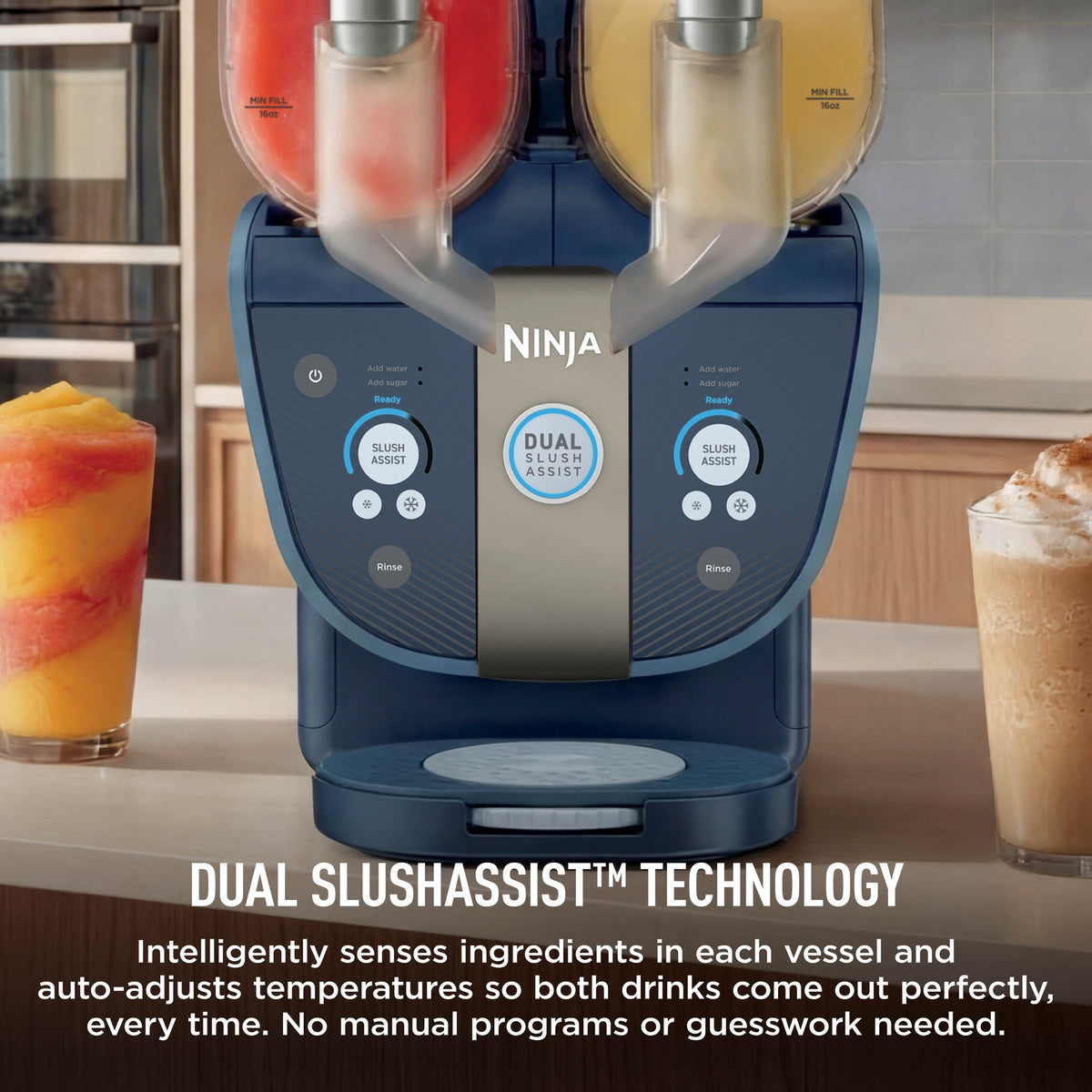 Ninja - SLUSHi Twist Smart Frozen Drink Maker, 144oz, 10+ Servings - Blue