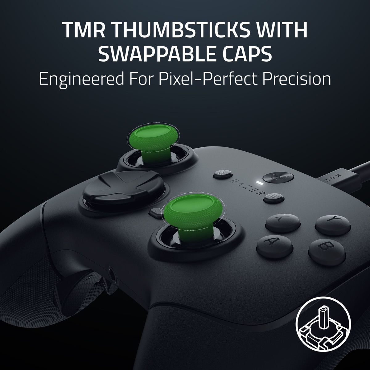 Razer - Wolverine V3 Tournament Edition 8K Wired Gaming Controller with TMR Thumbsticks and Swappable Caps for PC - Black