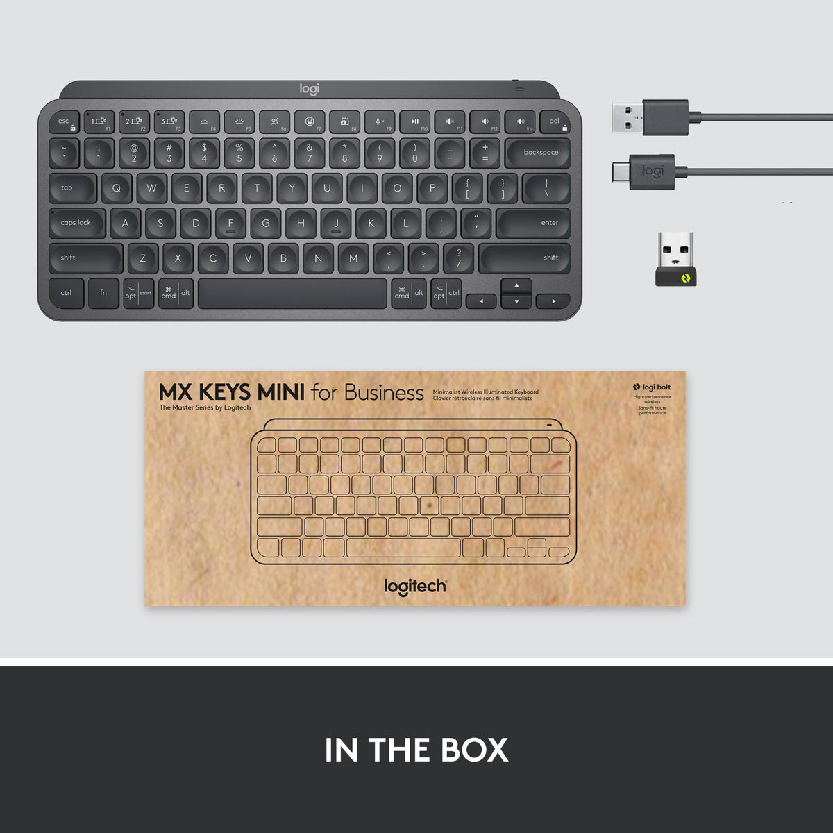 Logitech - MX Keys Mini For Business Compact Wireless Scissor Keyboard with Logi Bolt Technology - Graphite