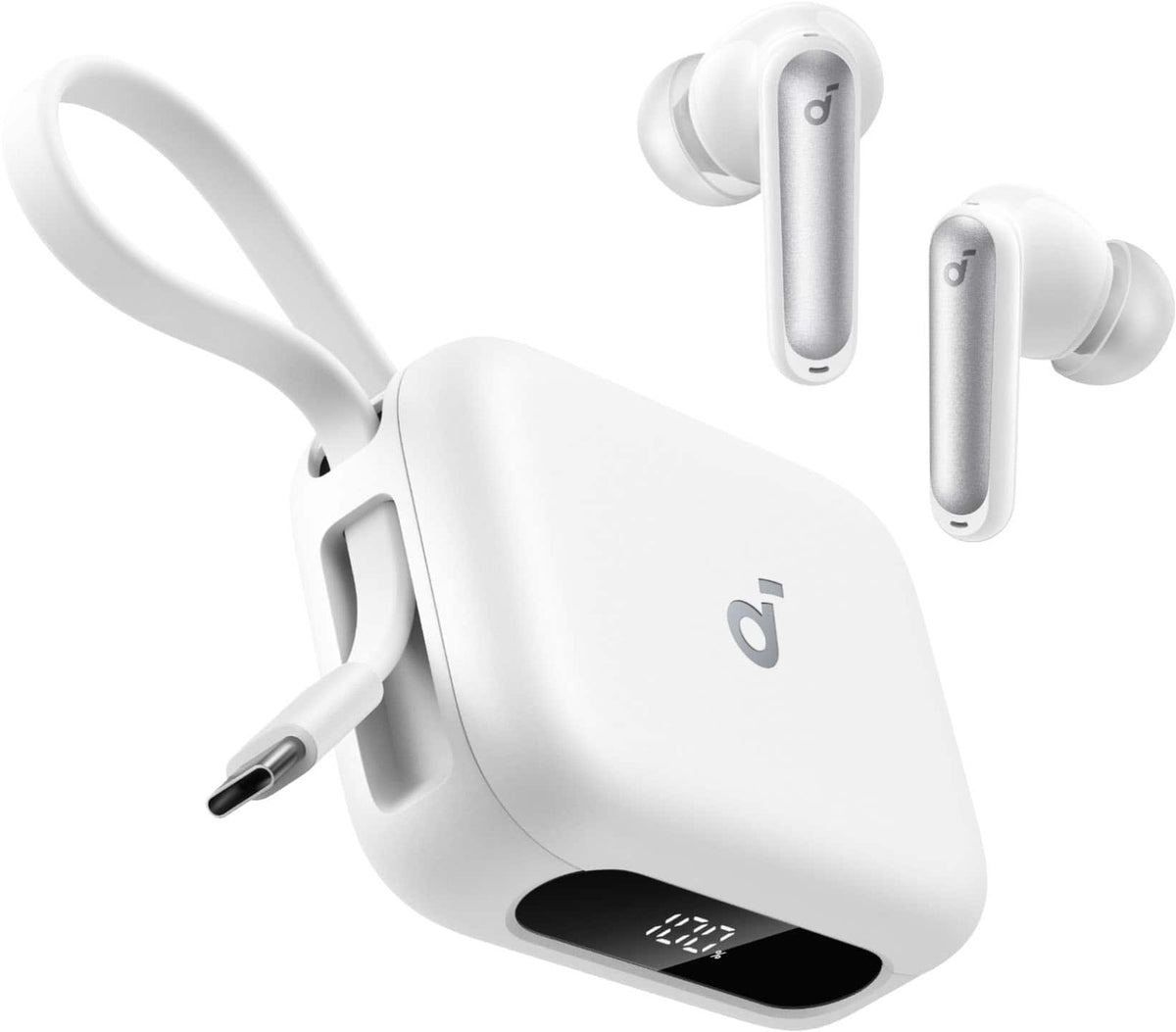 Soundcore - by Anker P41i Bluetooth Wireless In Ear Earbuds with Portable USB-C 3,000mAh Phone Charger (With Lightning Adapter) - White