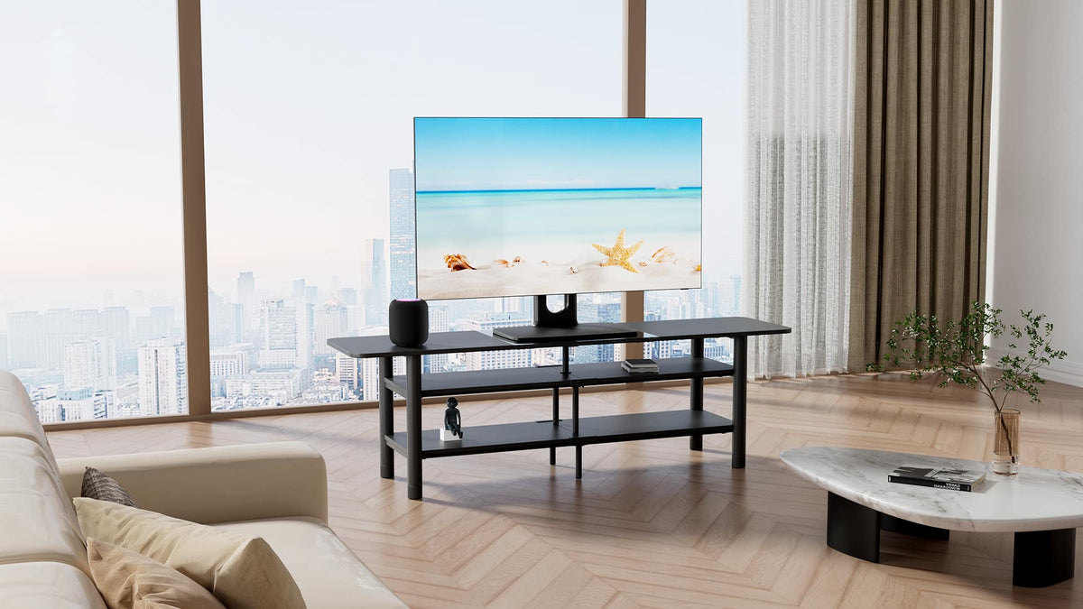 ErgoAV - Tabletop TV Stand + Swivel 46"-86" - Black