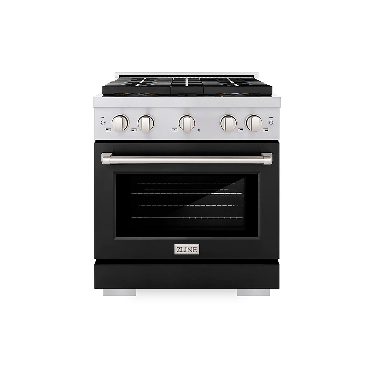 ZLINE - 30 in. Wide 4 Burner 4.2 cu. ft. Freestanding Paramount Gas Range with DuoPro Cooktop and Convection Gas Oven - Black Matte