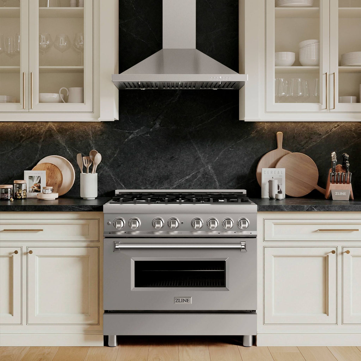ZLINE - 36 in. Wide 6 Burner 4.6 cu. ft. Legacy Freestanding Dual Fuel Range with  Electric Convection Oven in Stainless Steel - Stainless Steel
