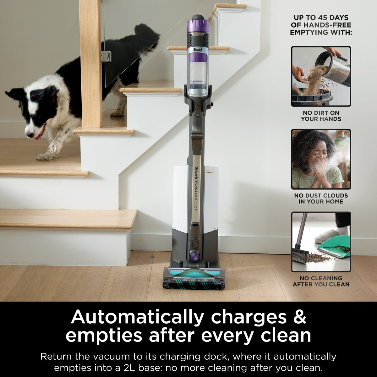 Shark - PowerDetect Clean & Empty Cordless Stick Vacuum & Auto-Empty System with Powerful Suction, Up to 70 min Runtime - Dark Gray