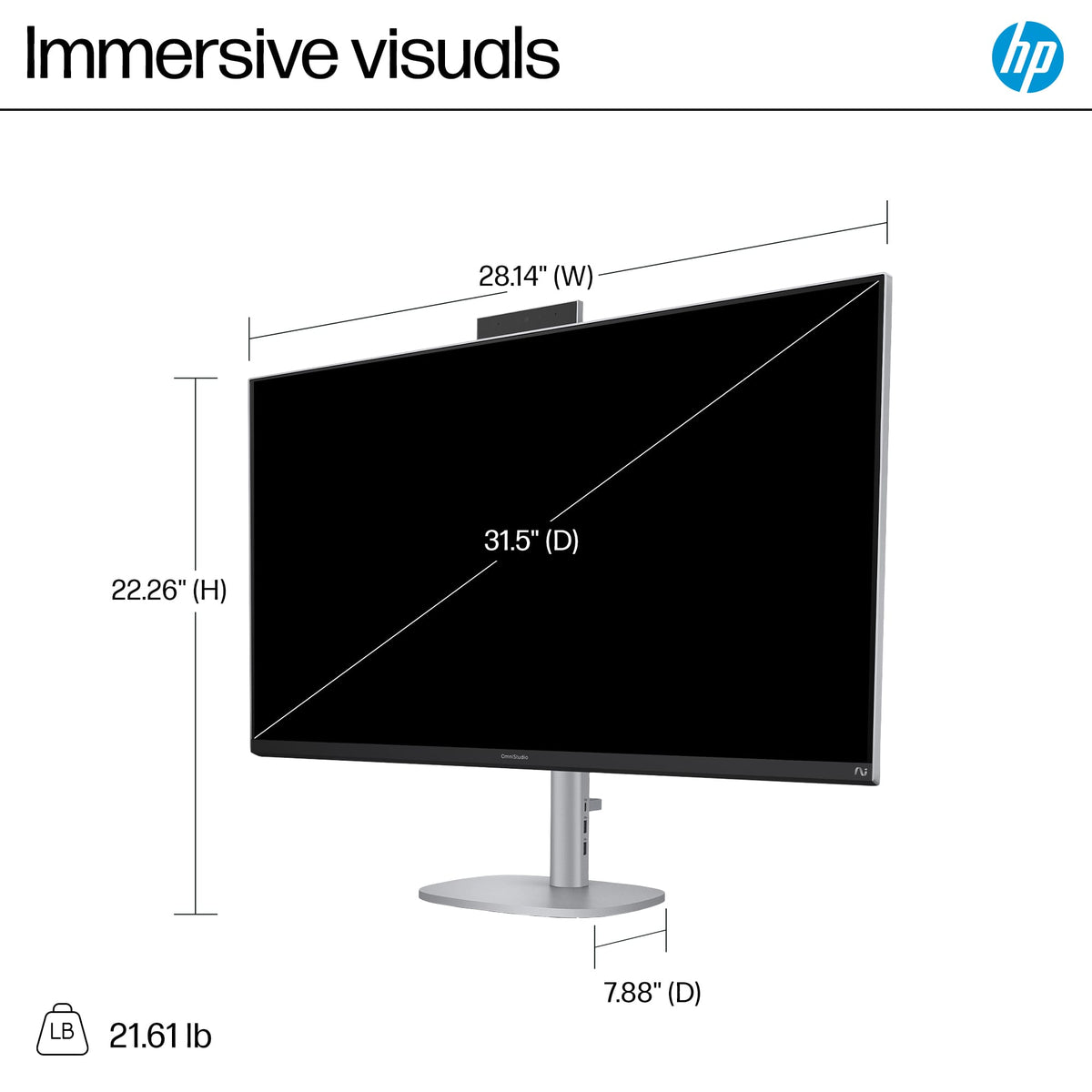 HP - OmniStudio X - Copilot+ PC - 31.5" 4K UHD AiO w/ Adjustable Height - Intel Core Ultra 7 258V '24 - 32GB Memory - 1TB SSD - Meteor Silver