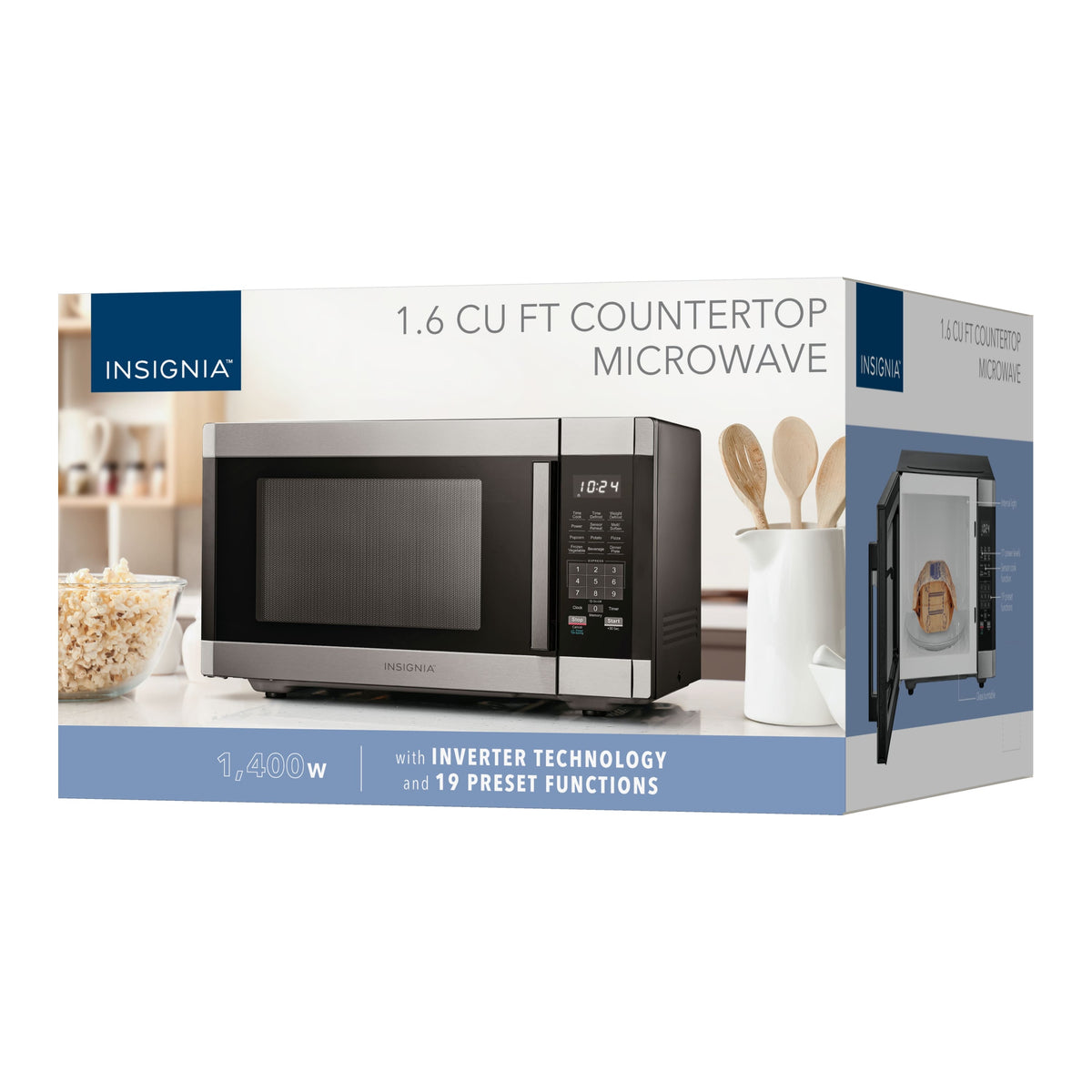 Insignia™ - 1.6 Cu. Ft. Countertop Microwave with Sensor Cooking and Inverter Technology - Stainless Steel