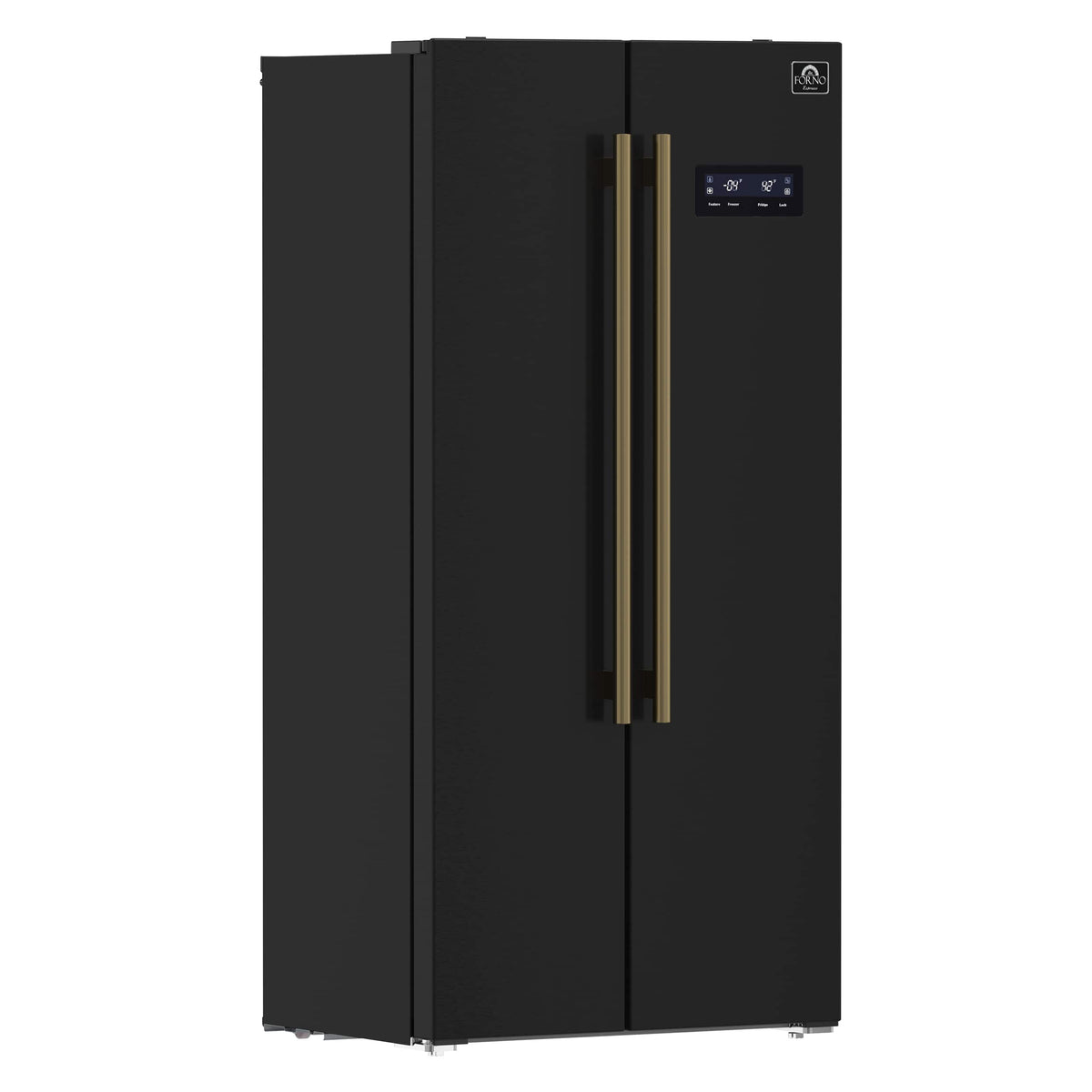 Forno Appliances - 33 in. Wide Salerno 15.6 Cu. Ft. Freestanding Counter-Depth Side-by-Side Refrigerator with Customizable Handles - Black