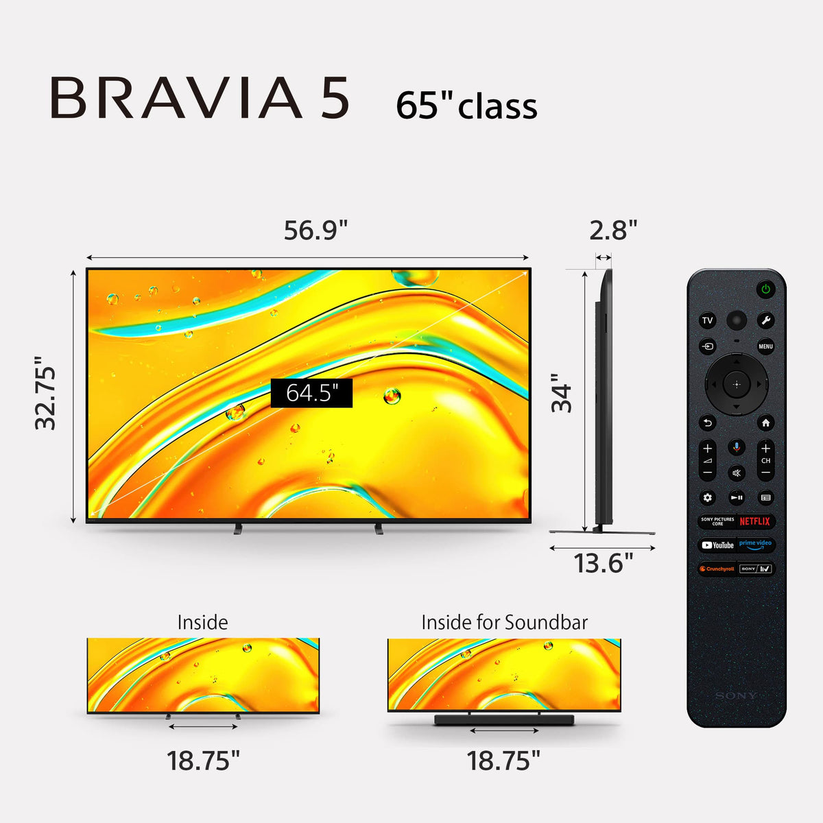 Sony - 65" Class BRAVIA 5 Mini LED 4K UHD Smart Google TV with Gemini (2025)