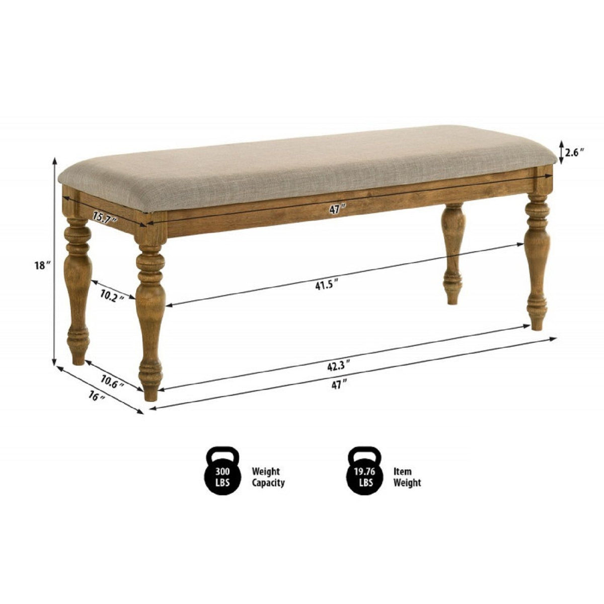 Banqueta de comedor con cojín - Marrón