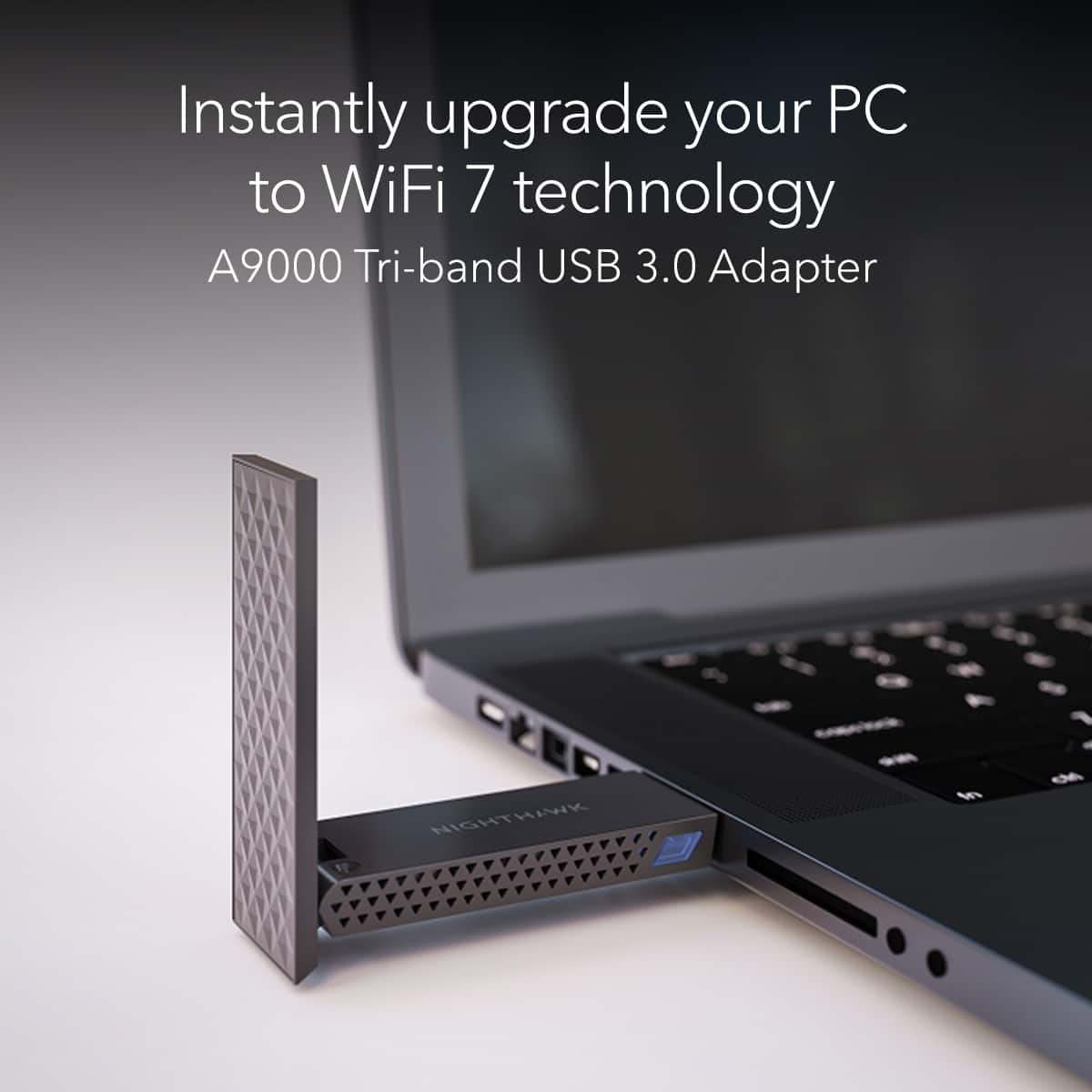 NETGEAR - Nighthawk A9000 Wi-Fi 7 USB 3.0 Adapter for Windows 11 PC - Black