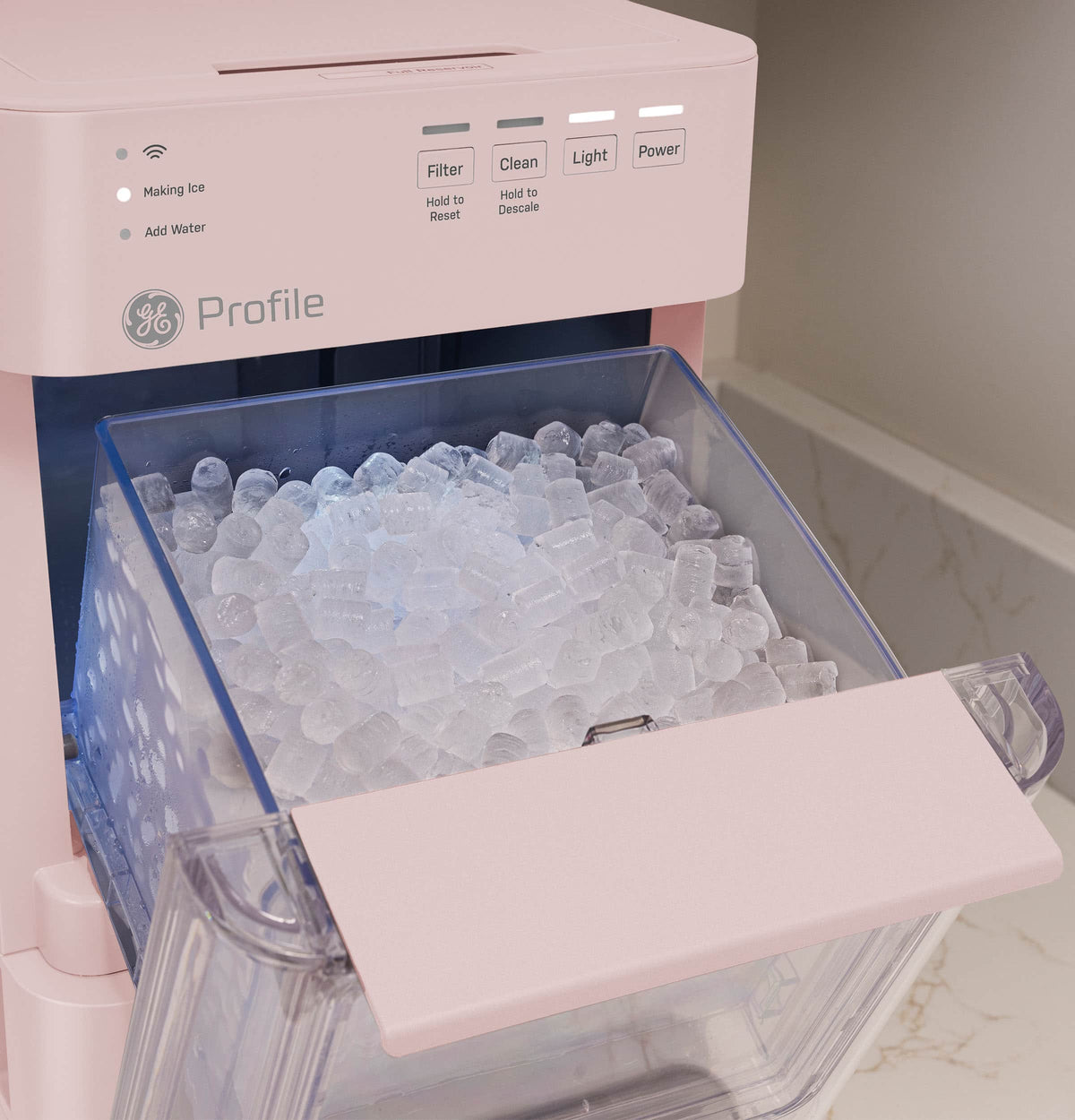 GE Profile - Opal Mini Countertop Nugget Ice Maker, 36 lb Daily Ice Production - Peony Pink