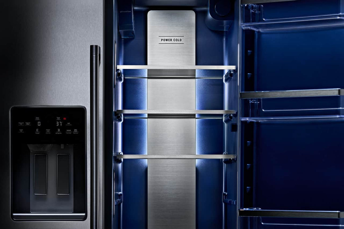 Maytag - 36 in. Wide 29 cu. ft. Side-by-Side Built-in Refrigerator with Arctic Blue Interior - Stainless Steel