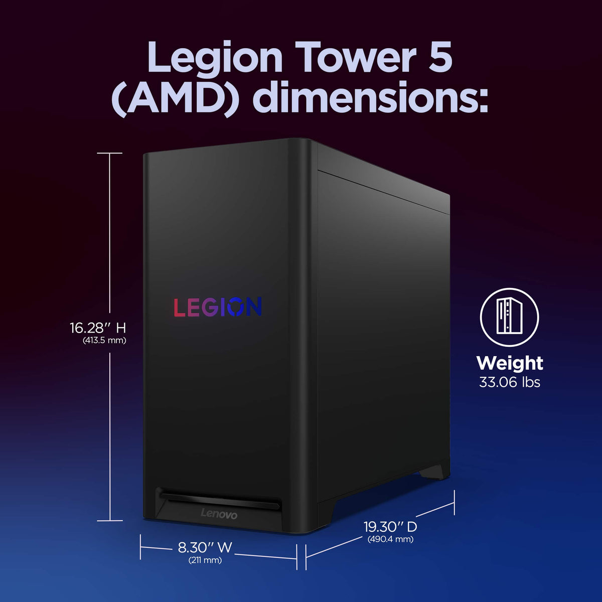 Lenovo - Legion Tower 5 Gaming Desktop - AMD Ryzen 7 7800X3D - 32GB Memory - NVIDIA GeForce RTX 5070 - 1TB SSD - Eclipse Black