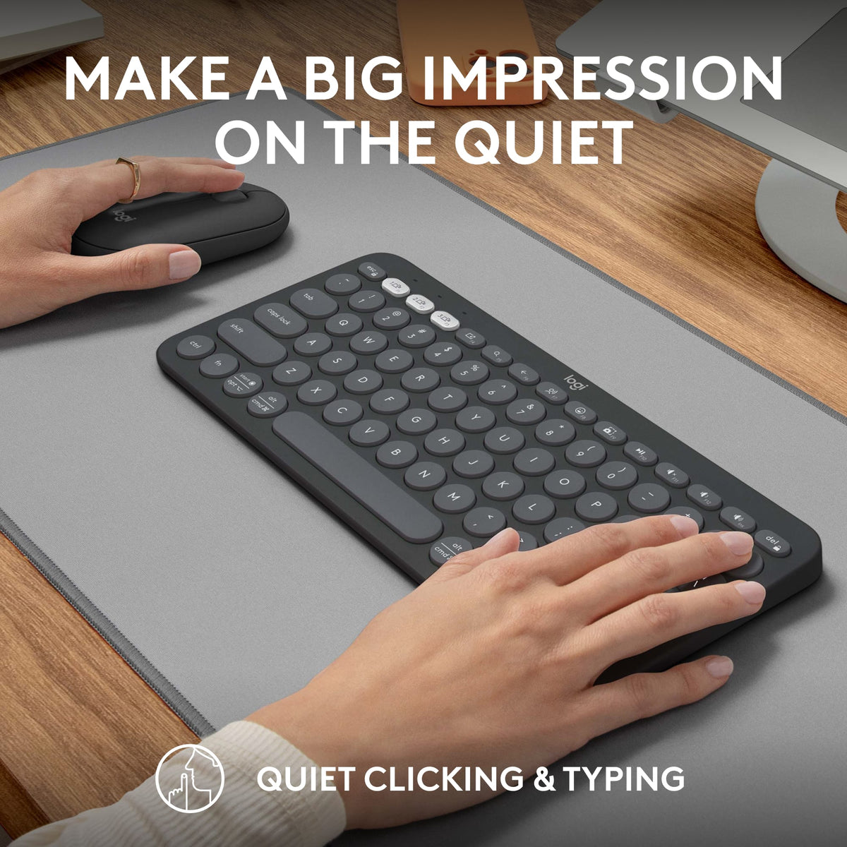 Logitech - Pebble 2 Combo Compact Wireless Scissor Keyboard and Mouse Bundle for Windows, macOS, iPadOS, Chrome - Graphite