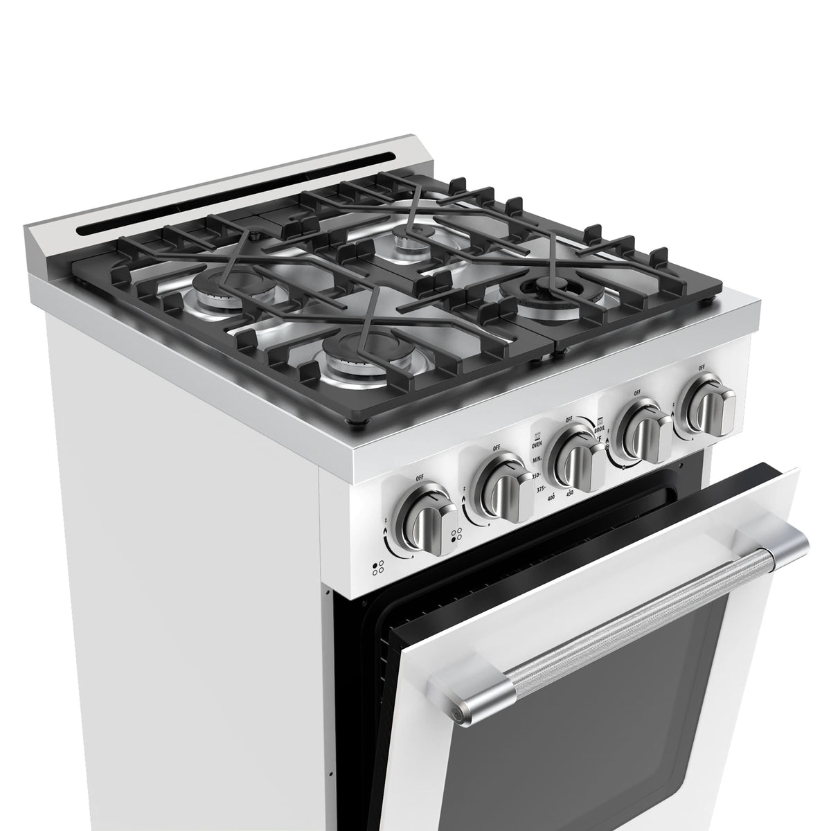 Unique Appliances - Off-Grid 24 in. 4-Burner Waist High Broiler Propane Range in White - White