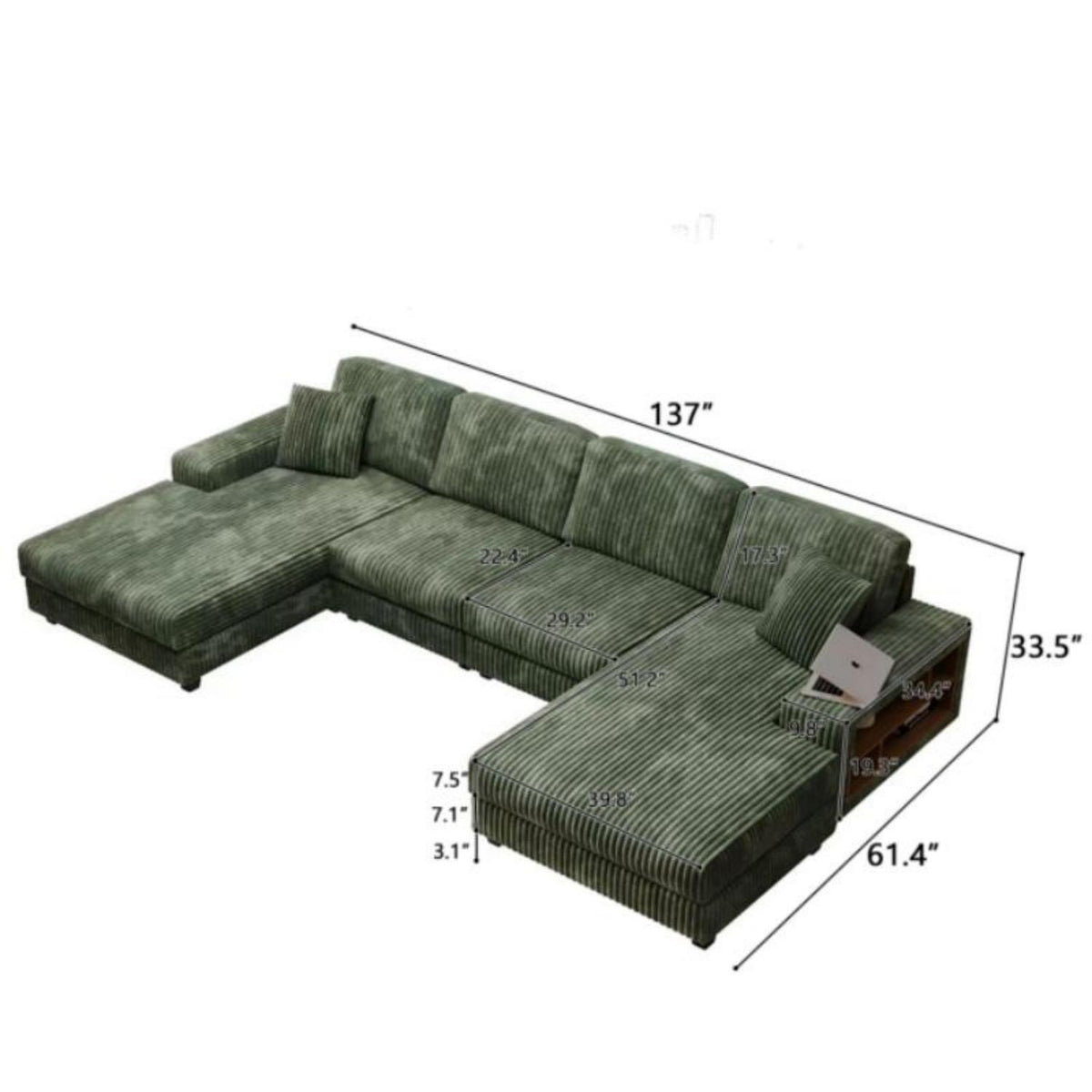 Sofá convertible en forma de U, chaise longue grande de 4 plazas para salón