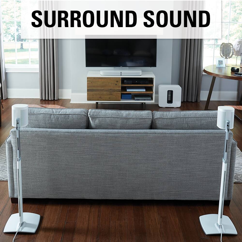 Sanus - Adjustable Height Speaker Stands for Sonos One, PLAY:1 and PLAY:3 Speakers (Pair) - White