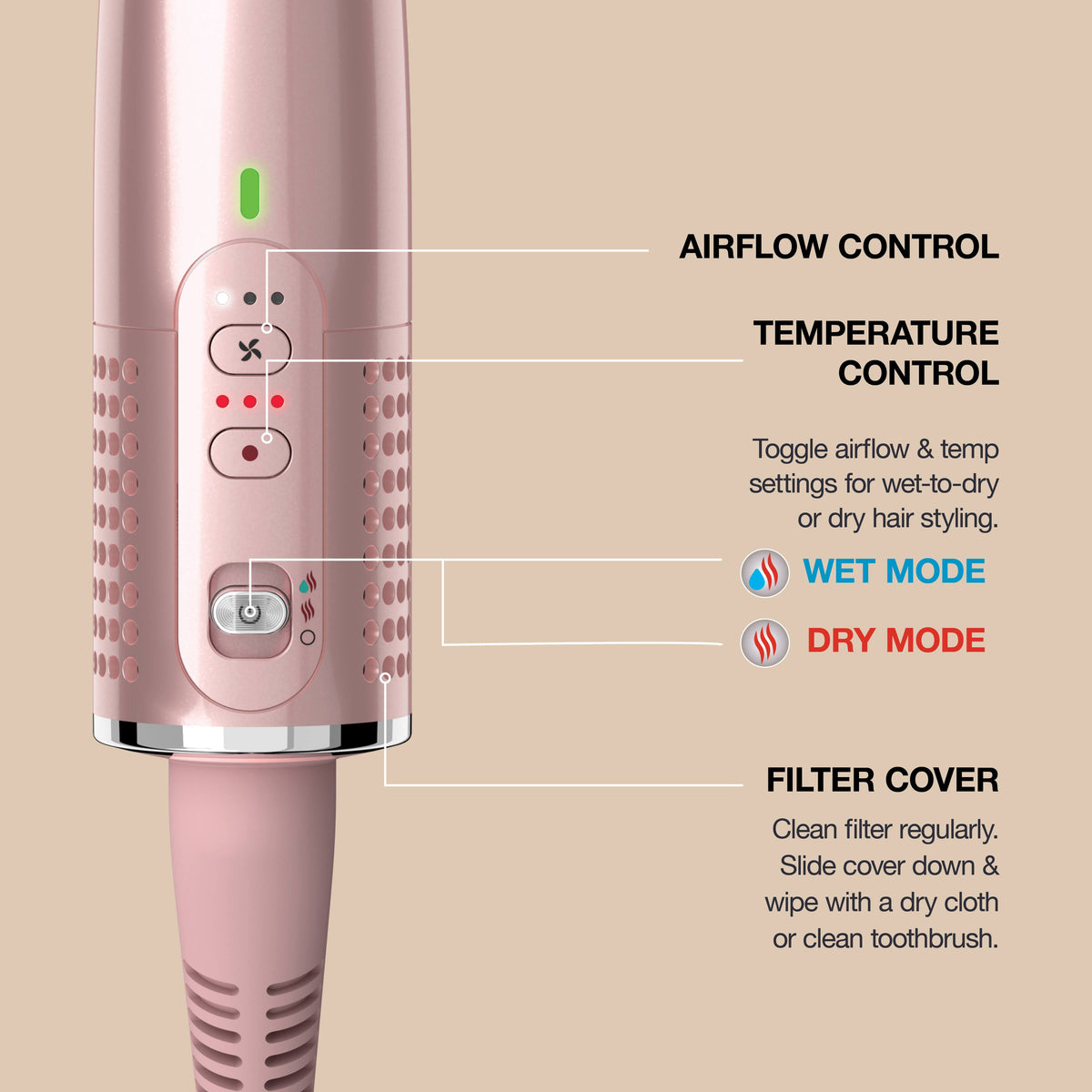 Shark - Glossi 2-in-1 Hot Tool and Air Glosser - Lychee