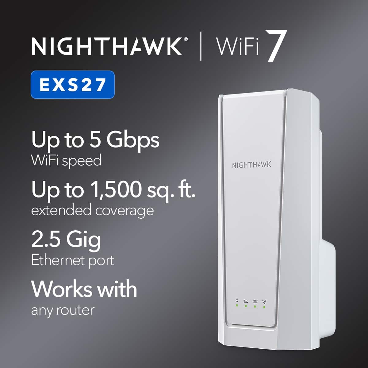 NETGEAR - BE5000 Dual-Band Wi-Fi 7 Wall Plug Range Extender - White