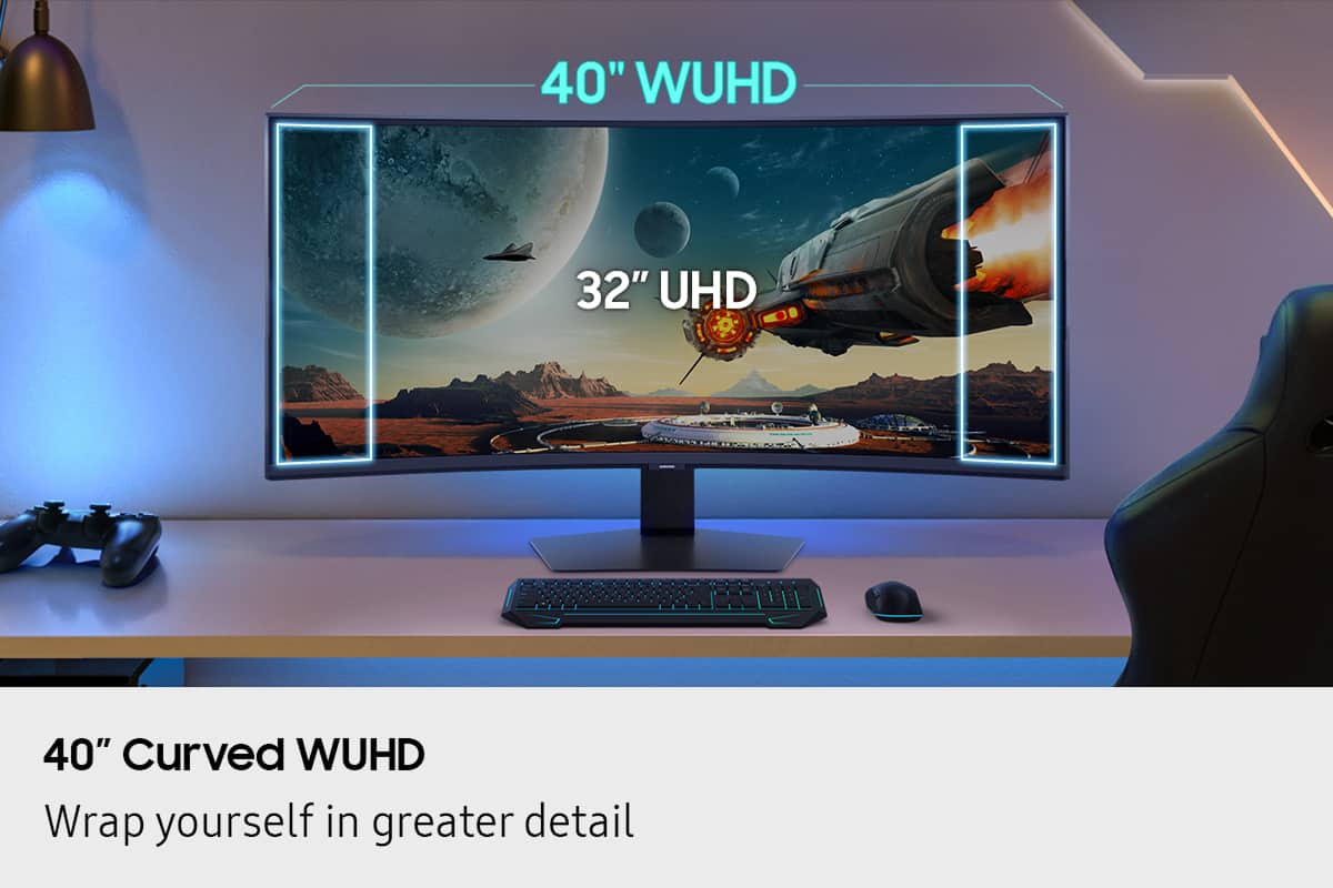 Samsung - 40" Odyssey G75F WUHD 180Hz 1ms AMD FreeSync Prem Pro Curved Gaming Monitor with HDR 600 (DisplayPort, HDMI) - Black