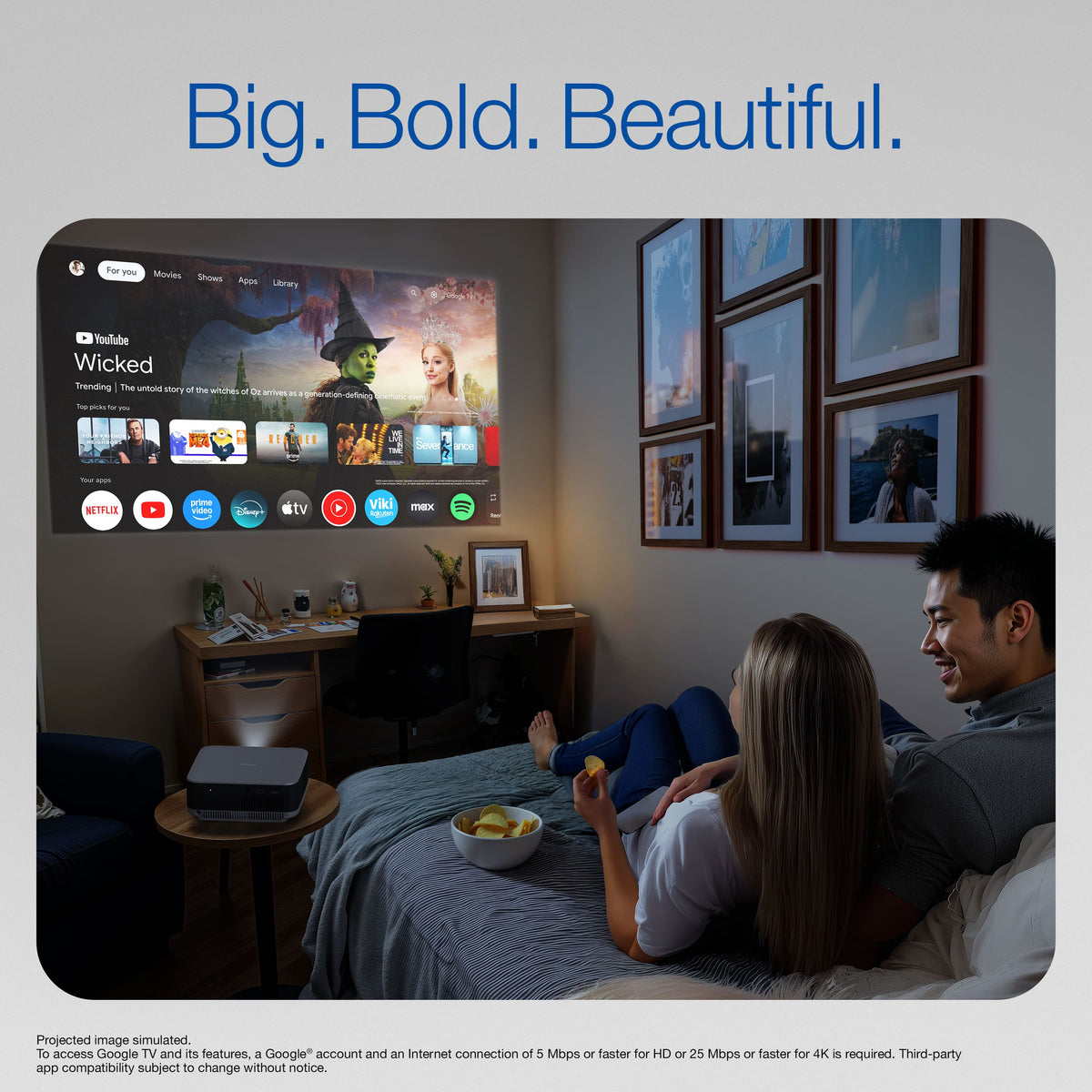 Epson - EF-30 Full HD 1080p Personal Lifestyle Projector, Dolby Audio, Google TV, HDR, 3LCD, 350 Lumens Color & White Brightness - Silver
