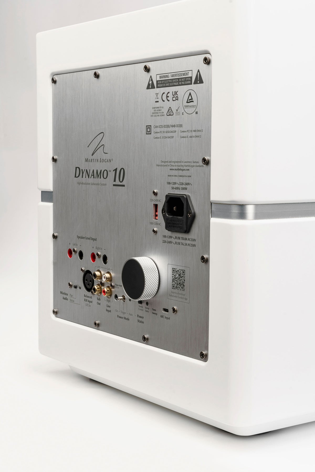 MartinLogan - Dynamo 10, 10” Sealed, Powered Subwoofer, with Magnitude MT-1kW Amplifier, Sub Control App, and Wireless Built-In - Satin White