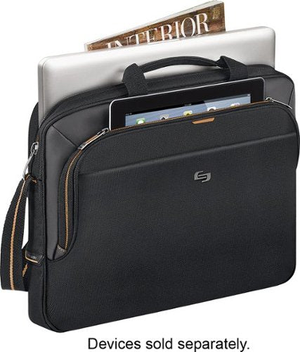 Solo New York - Ace Slim Briefcase for 15.6" Laptop - Black/Orange