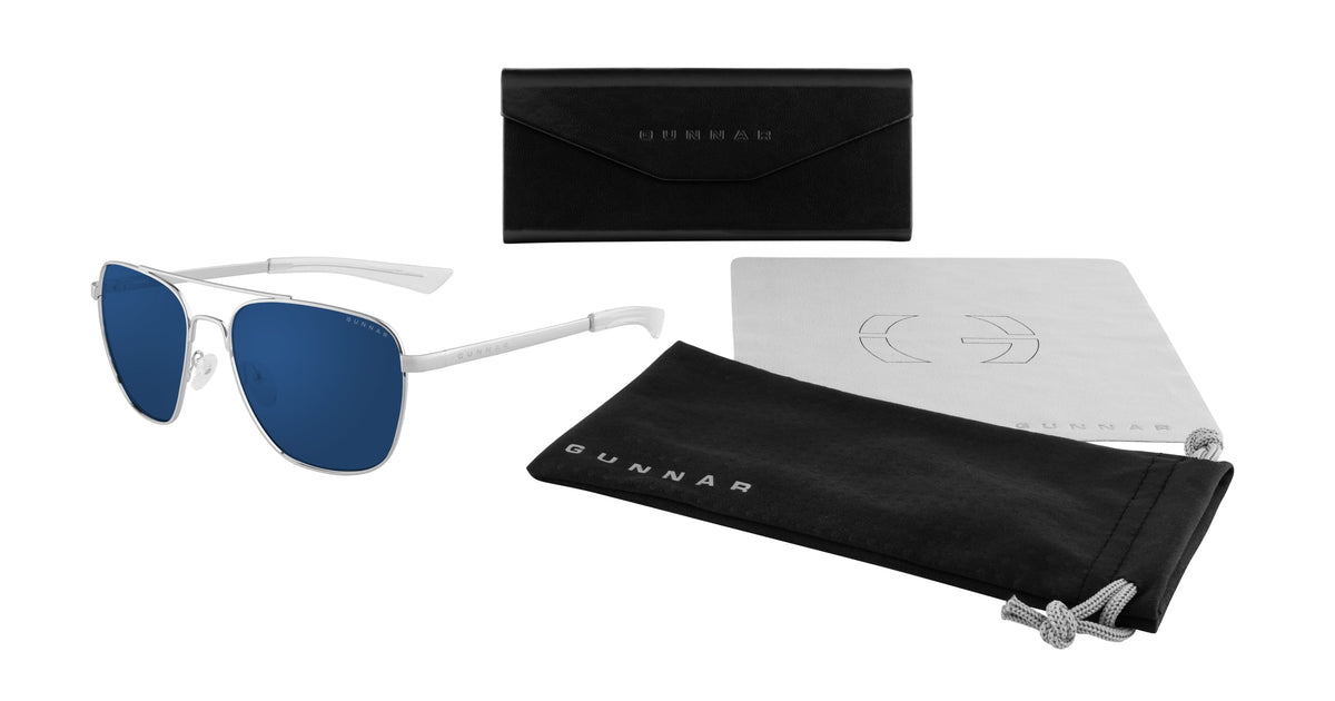 GUNNAR - Mustang Computer Glasses with Blue Light Reduction, Sun Lenses - Chrome