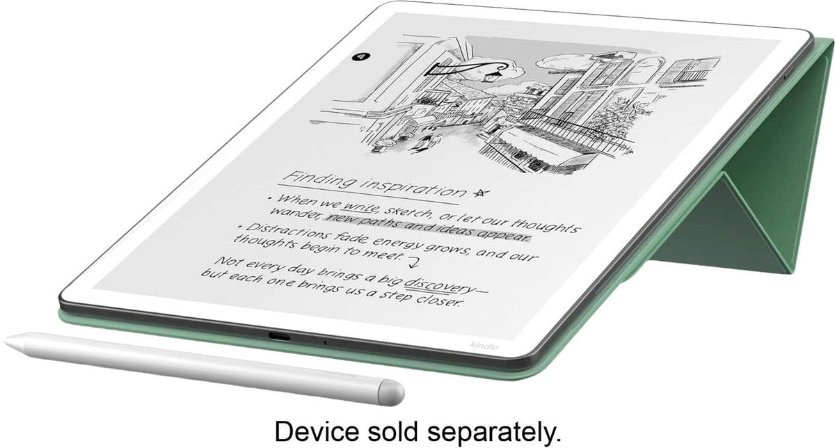 Amazon - Kindle Scribe Folio Cover with Magnetic Attach, Designed with Sustainablility in Mind - Plant-Based Leather - Matcha