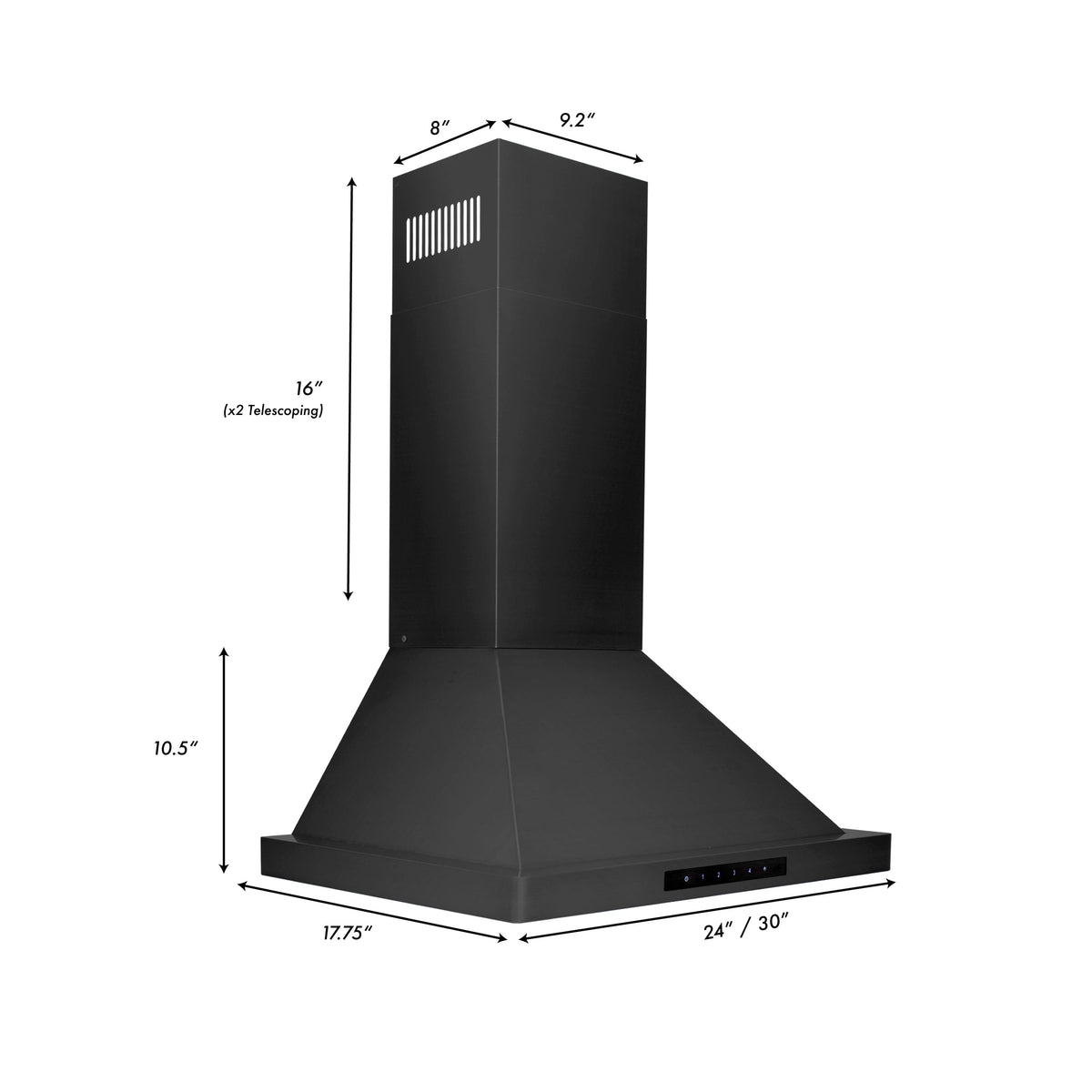 ZLINE - 24 inches - Externally Vented - Wall Range Hood - Black Stainless Steel