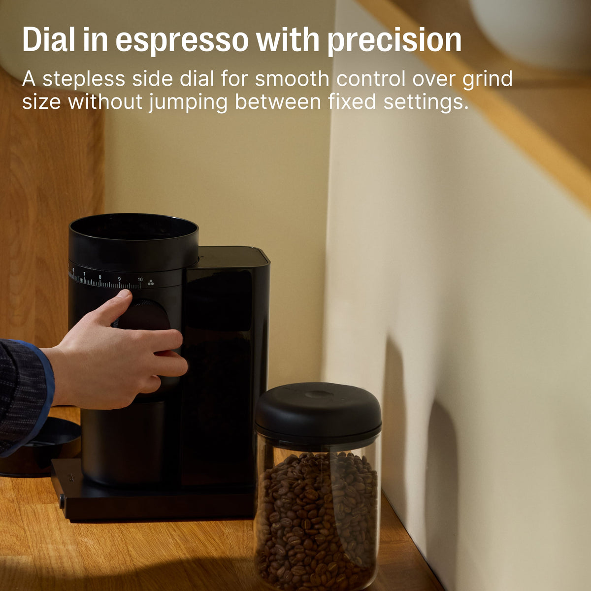 Fellow - Opus 2 Conical Burr Grinder for Coffee & Espresso with Stepless control & Automatic Stop - Matte Black