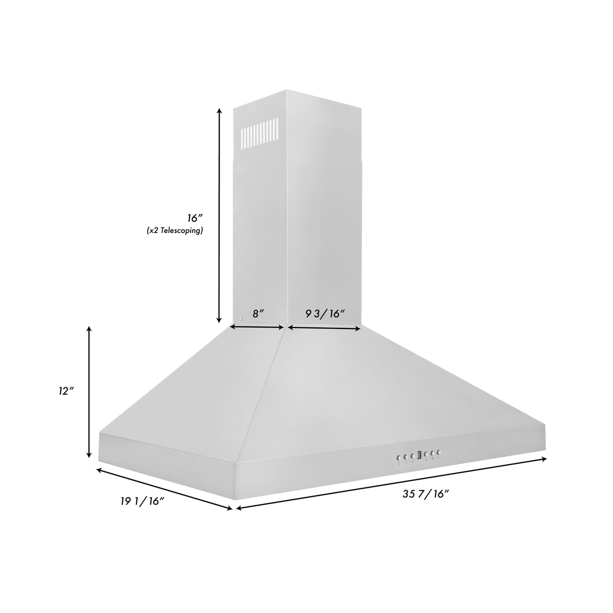 ZLINE - 36 inches - Externally Vented - Wall Range Hood - Brushed Stainless Steel