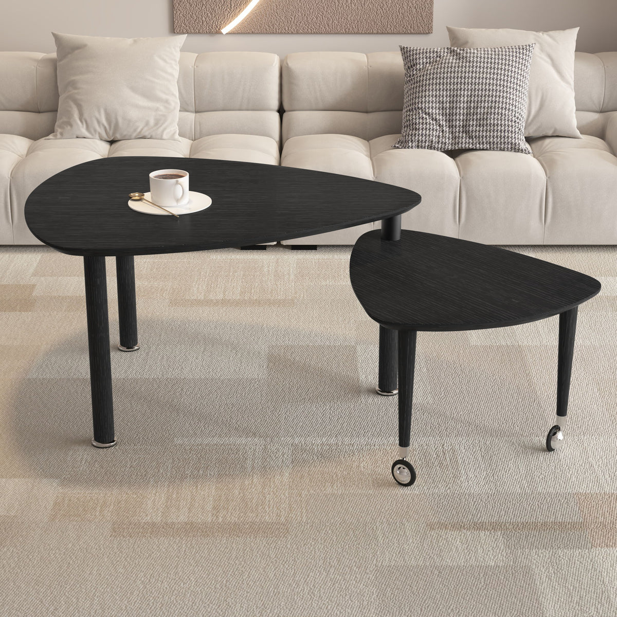 360 Degree Rotatable Coffee Table With Solid Legs