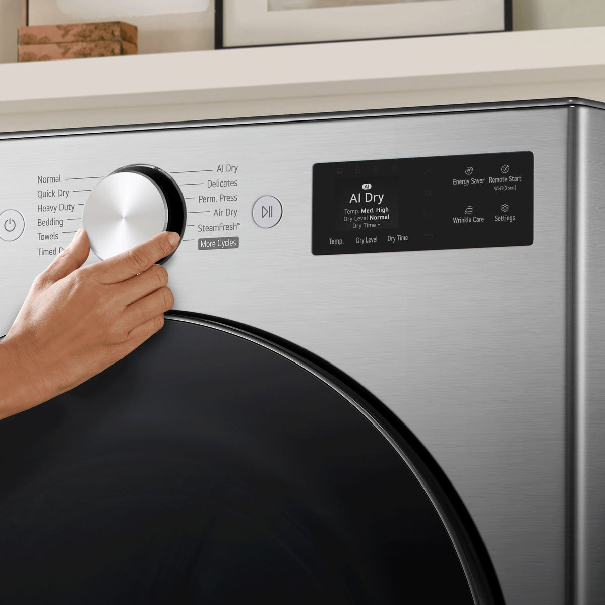 LG - 7.4 Cu. Ft. Smart Gas Dryer with Steam and AI Sensor Dry - Graphite Steel