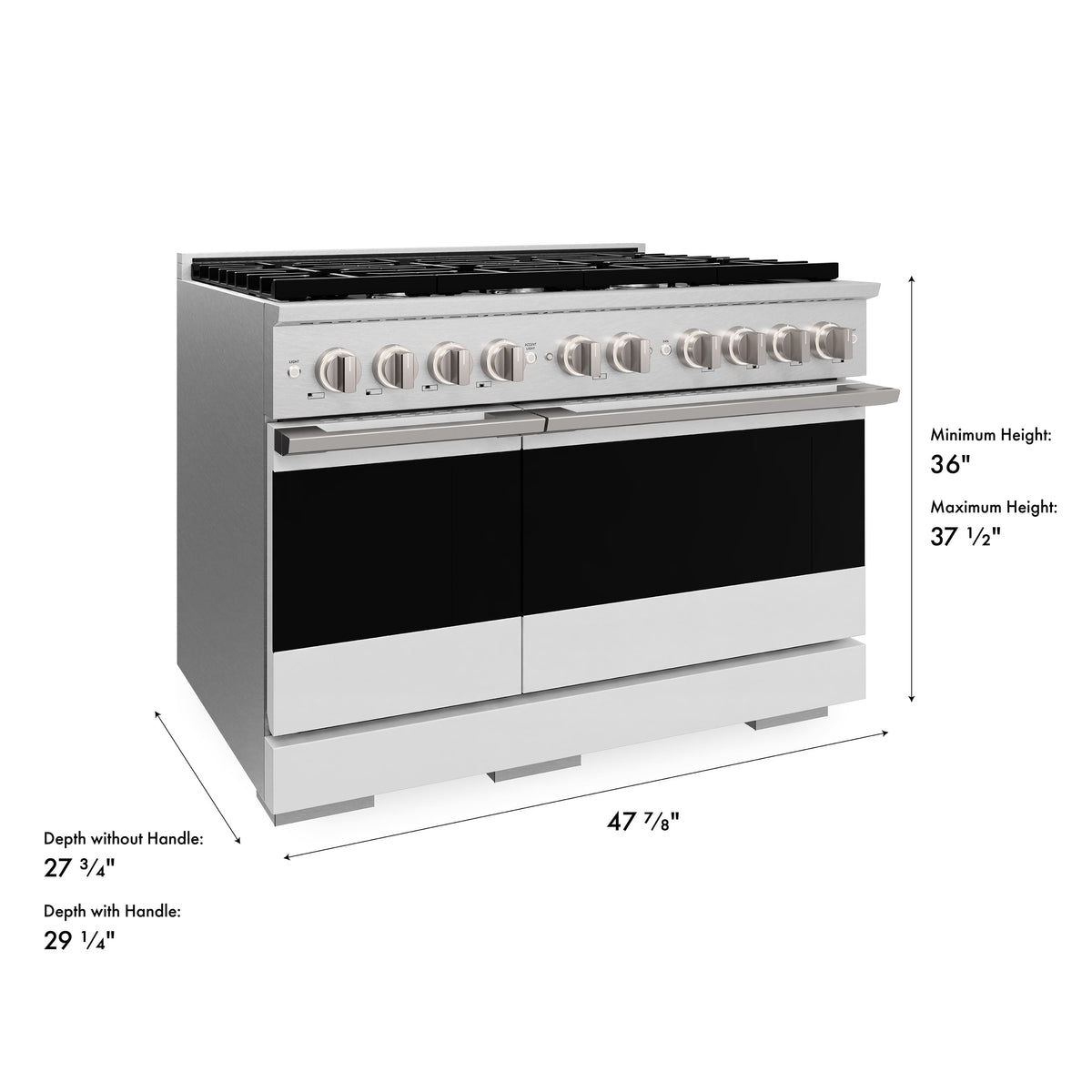 ZLINE - 48 in. 6.7 cu. ft. Marino Dual Fuel Freestanding Range with 6 Gas Burners in Satin Stainless Steel & White Matte Doors - Satin Stainless Steel