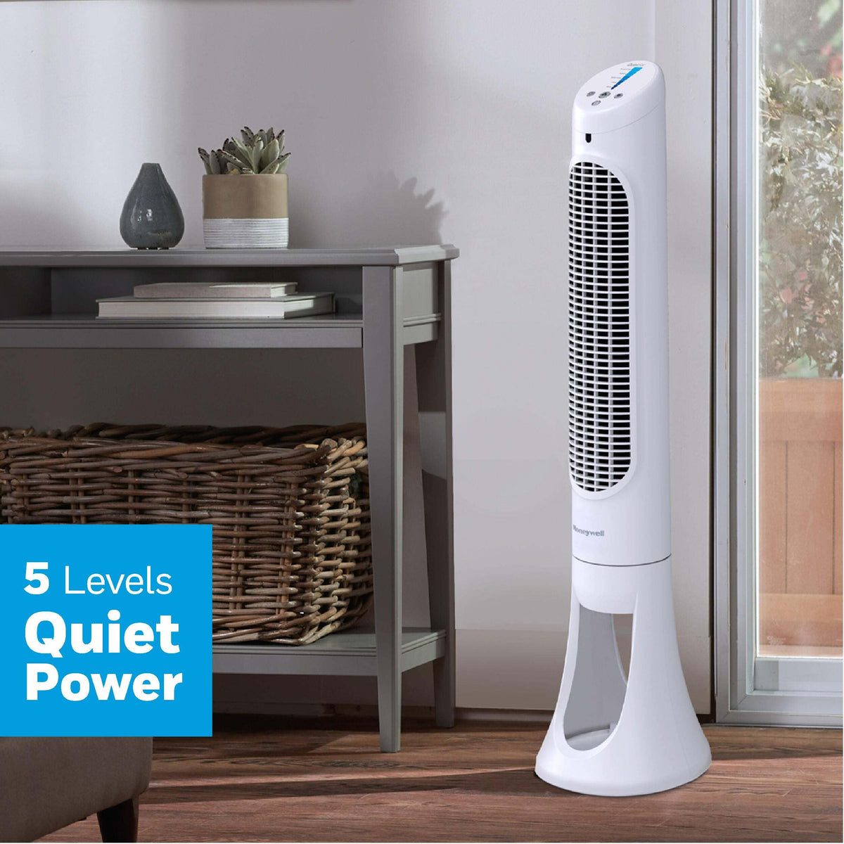 Honeywell - QuietSet 5-Speed Oscillating Tower Fan HYF260W - White