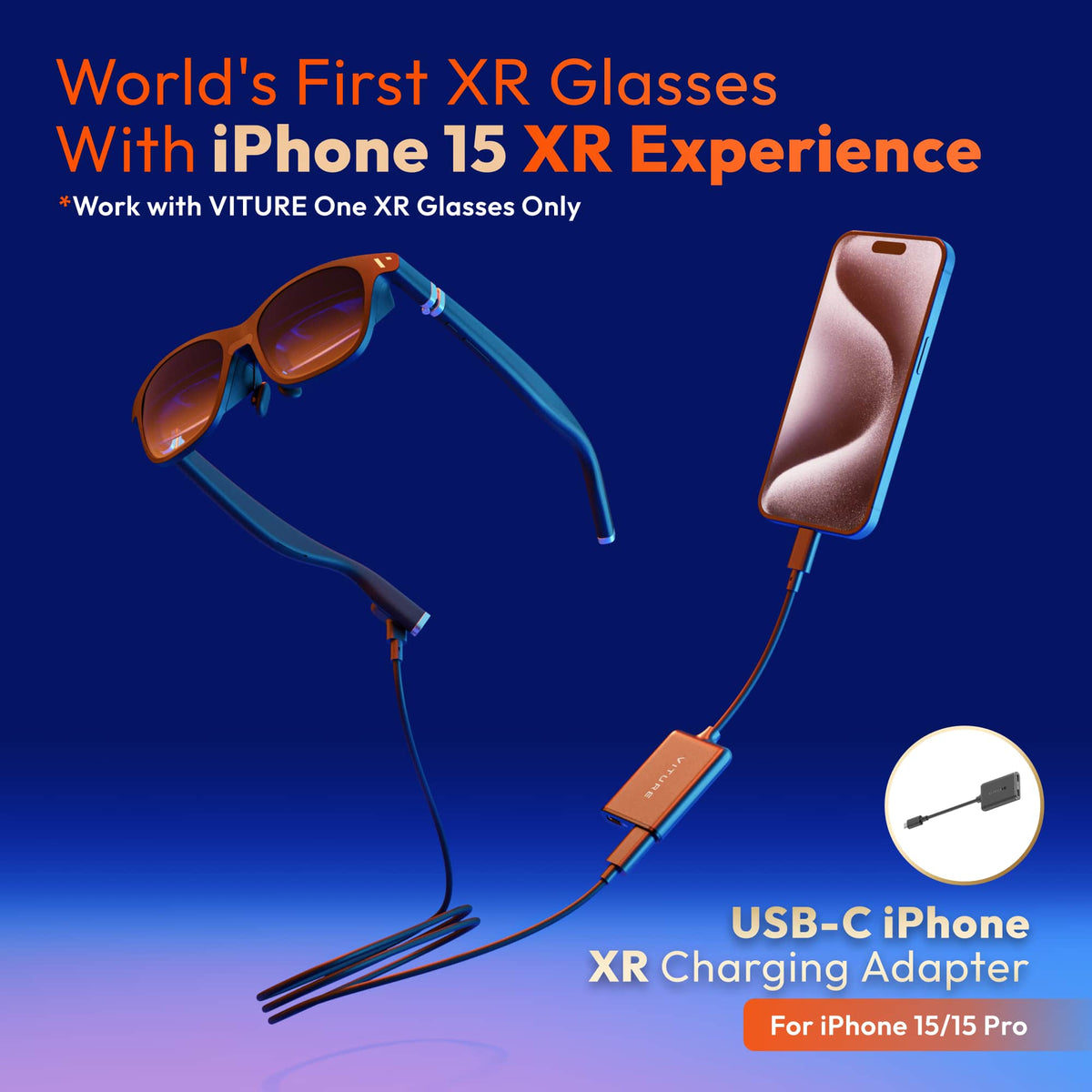 VITURE - USB-C XR Charging Adapter - Enabling Multi-Screen, Enhanced 3DoF, Spatial 3D, VR Video Features - Black