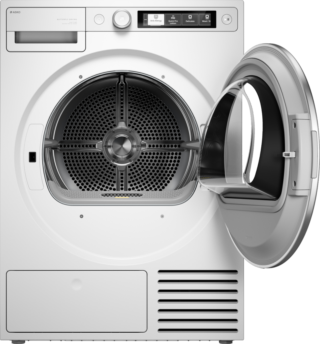 Asko - 5.2 cu. ft. Stackable Electric Vented Dryer - Butterfly Drying System, Soft Drum Technology, 18 Programs – - White