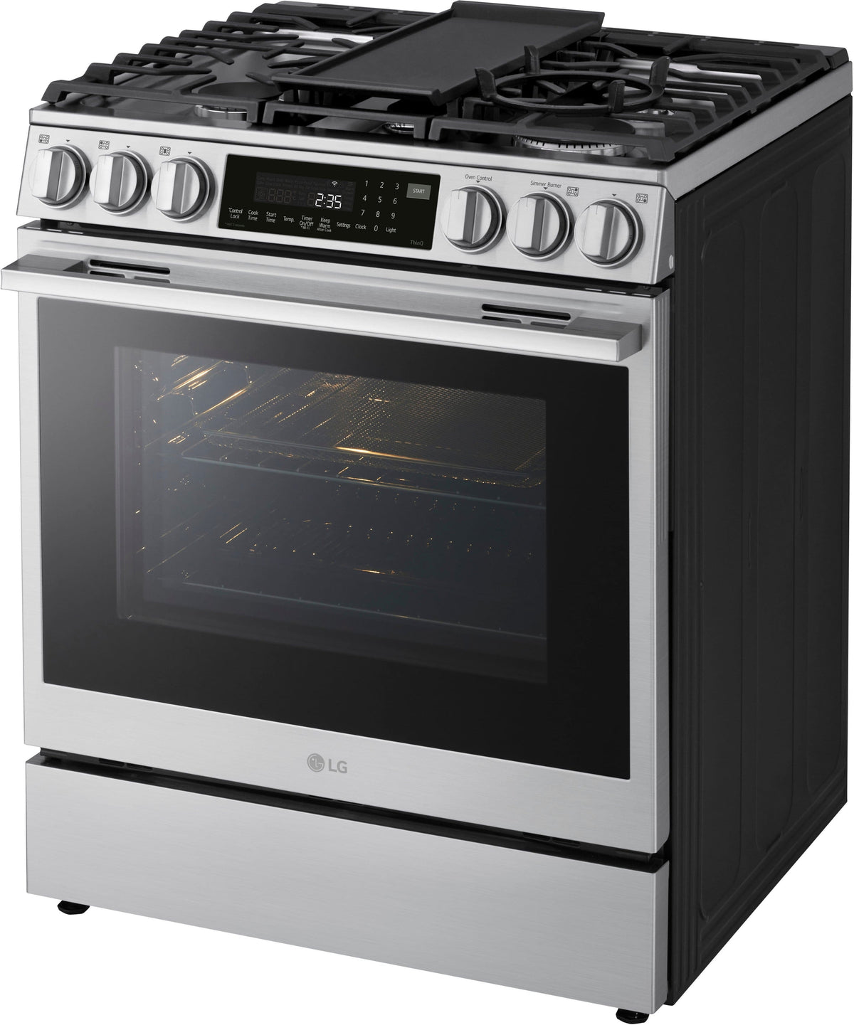 LG - 30-in Wide 6.3 Cu. Ft. Slide-In Gas True Convect Smart Range with 5 Burners, EasyClean, Air Fry and UltraHeat 22K Burner - Stainless Steel