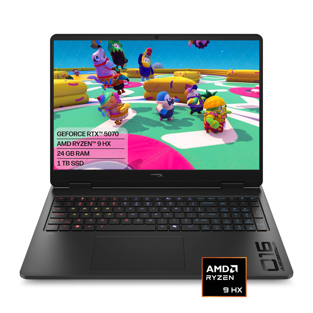 HyperX - OMEN 16" 165Hz 2.5K OLED Gaming Laptop - AMD Ryzen 9 8940HX (2025) - 24GB Memory - NVIDIA GeForce RTX 5070 - 1TB SSD - Shadow Black
