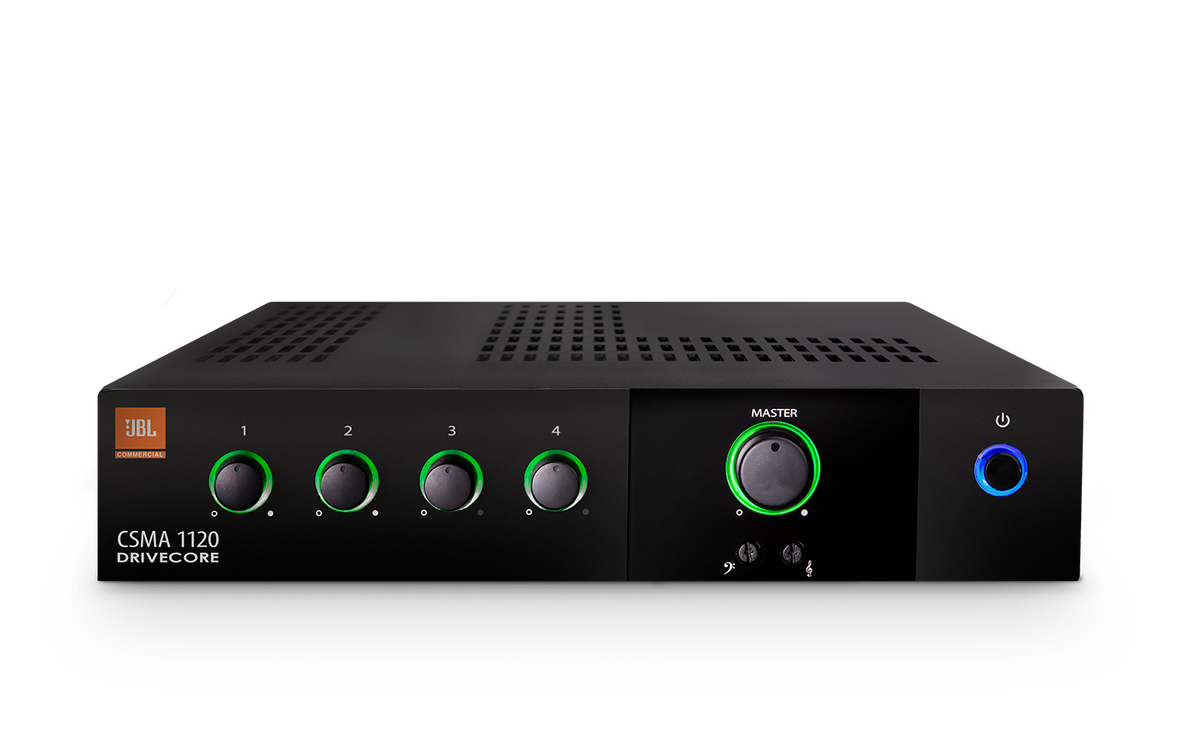 JBL - 120W x 1 Channel @ 4/8 Ohms or 70V/100W Integrated Commercial 4-Channel Mixer-Amplifier - Black