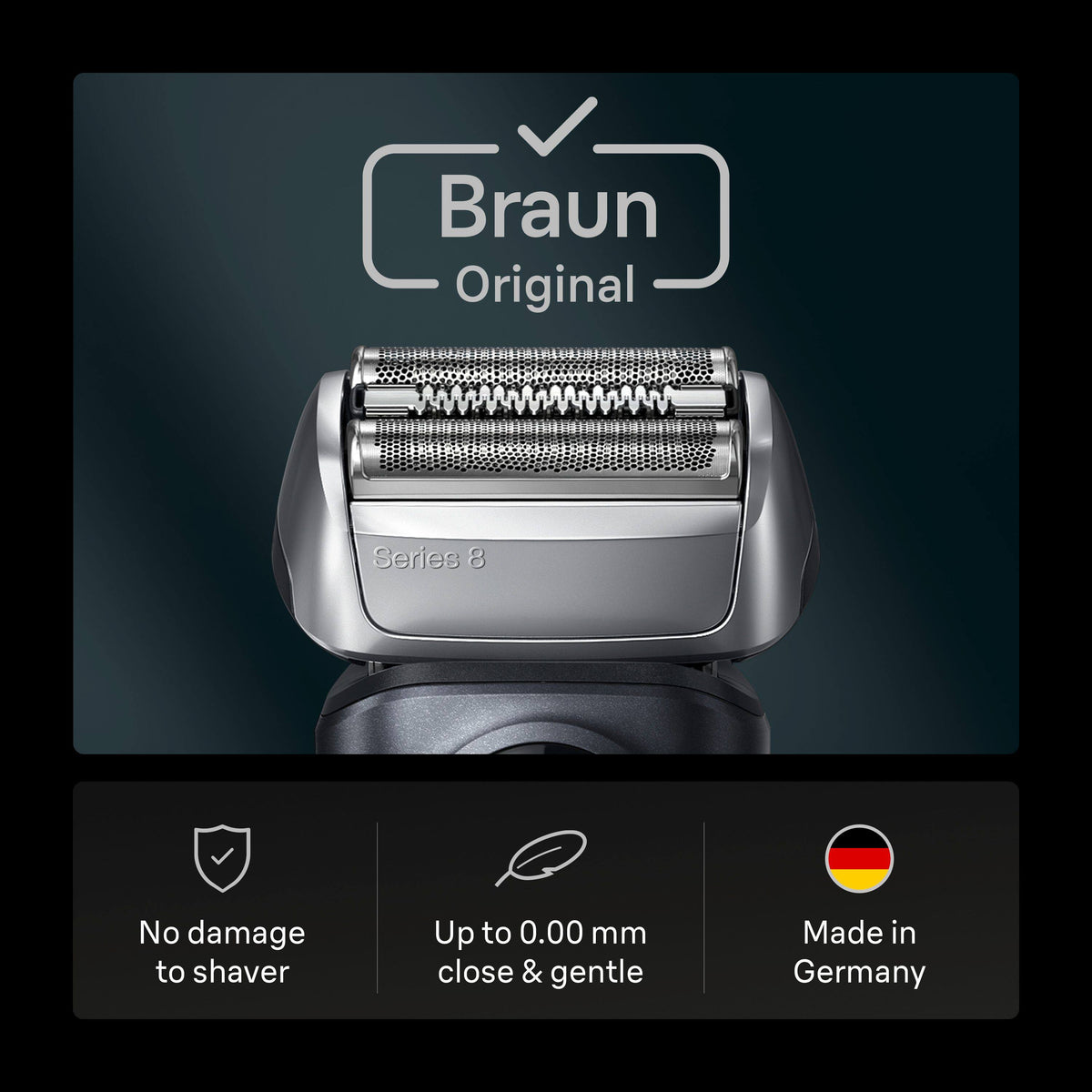 Braun - Series 8 Men's Electric Shaver Head Replacement,Compatible with all 83**s Models - Black