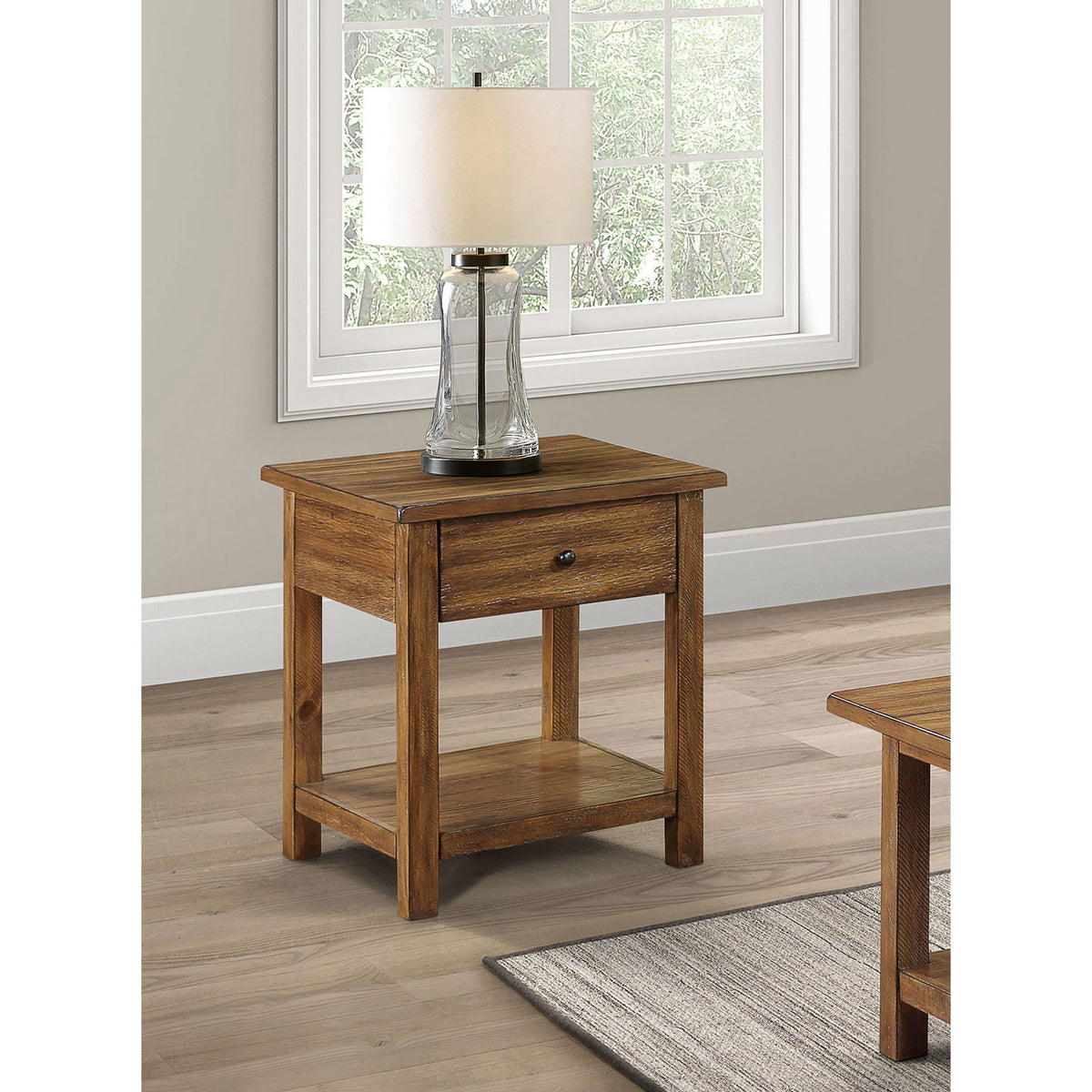 Castleton - Mesa Auxiliar de Madera con 1 Cajón y Estante