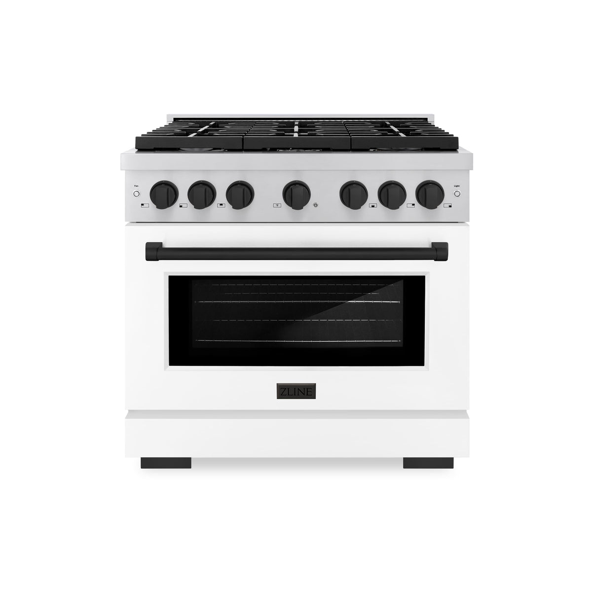 ZLINE - 36 in. Wide 6 Burner Autograph Paramount Dual Fuel Range with Black Accents (SDRZ-WM-36-MB) - White