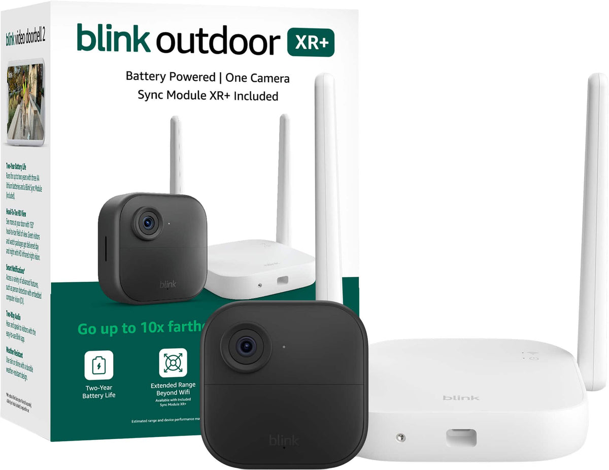 Blink - Outdoor XR+ - Extended Range Battery-Powered Outdoor 4 Camera with 10x security coverage - 1 camera system - Black