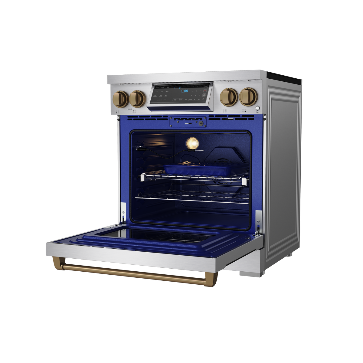 Gordon Ramsay Series by Thor Kitchen 4.8 Cu. Ft Freestanding Induction Range with Bronze Hardware - Stainless Steel