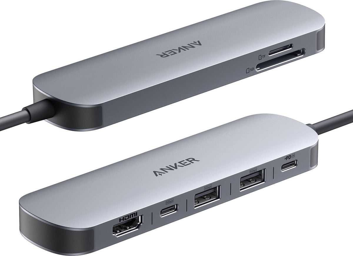 Anker - Nano USB-C Hub (7-in-1, 4K HDMI) - Gray