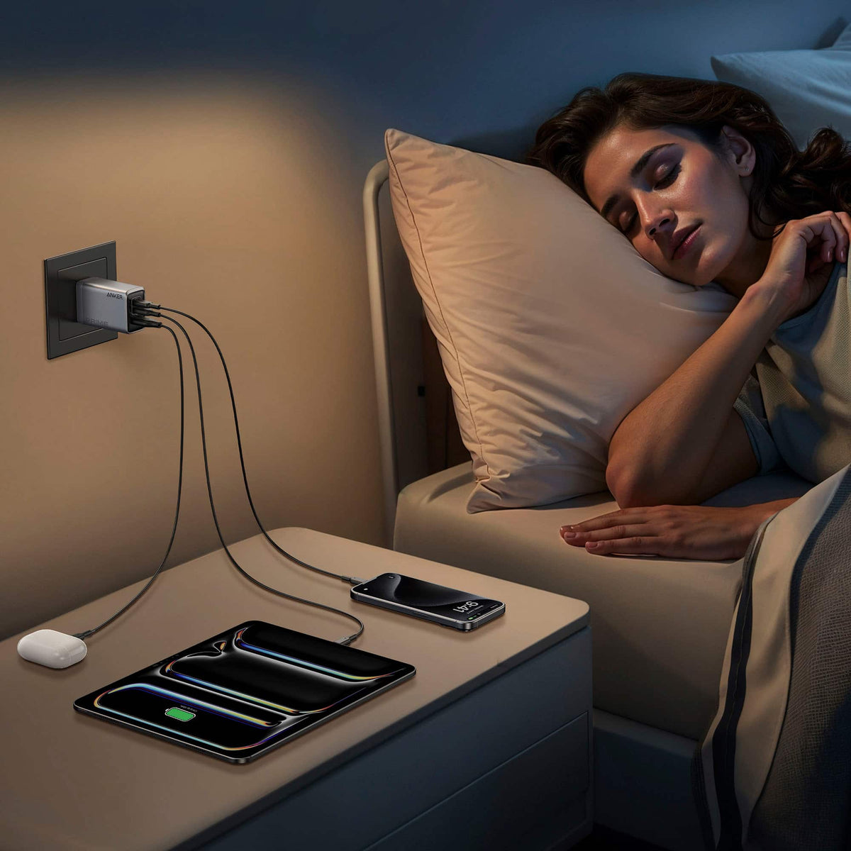 Anker - Prime Charger (100W, 3 Ports, GaN) - Silver