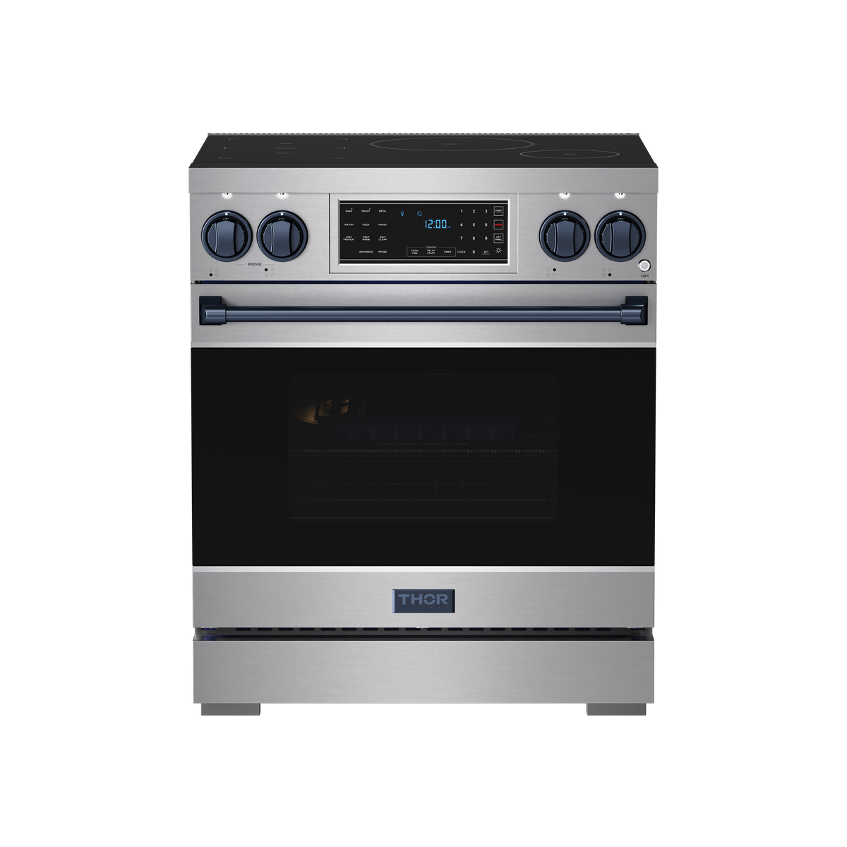 Gordon Ramsay Series by Thor Kitchen 4.8 Cu. Ft Freestanding Induction Range with Navy Blue Hardware - Stainless Steel